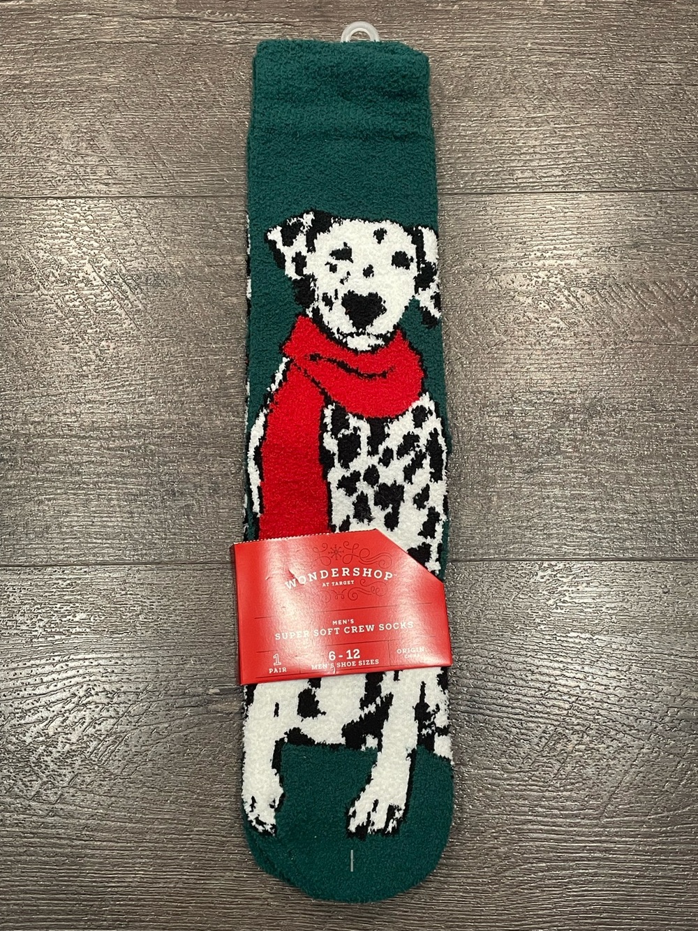 Target Wondershop Men’s Super Soft Green Dalmatian Cozy Crew Socks Size 6-12 NWT